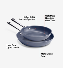 8" + 10" Deeper Carbon Nonstick™ Frying Pan + Glass Lid