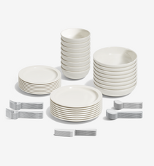 72-Piece Dinnerware + Flatware Set (Serves 8) - White / Polished