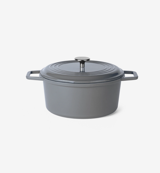 7 QT Enamel Cast-Iron Dutch Oven - Classic Lid - Gray