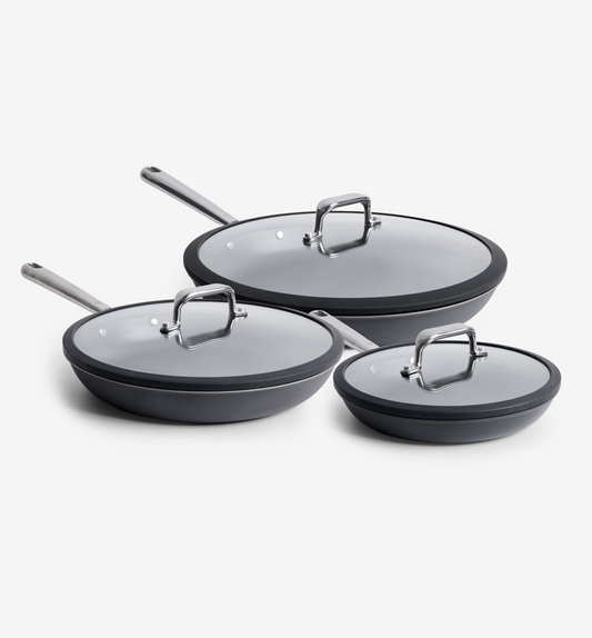 8" + 10" + 12" Carbon Nonstick™ Frying Pan + Glass Lids (Virtual Kit)