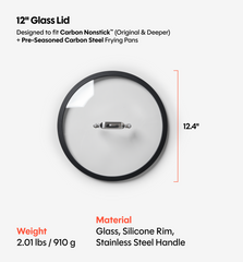 12" Deeper Carbon Nonstick™ Frying Pan + Glass Lid