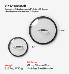 8" + 12" Deeper Carbon Nonstick™ Frying Pan + Glass Lid