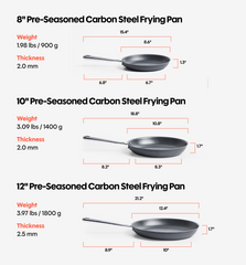 8” Pre-Seasoned Carbon Steel Pan + Glass Lid
