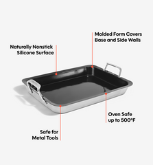 13" Stainless Steel Roasting Pan + Silicone Liner