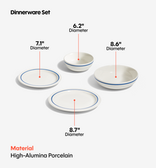 18-Piece Dinnerware + Flatware Set (Serves 2) - Blue / Polished