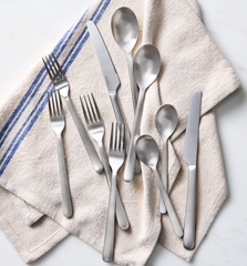 72-Piece Dinnerware + Flatware Set (Serves 8) - White / Brushed