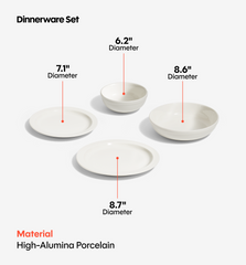72-Piece Dinnerware + Flatware Set (Serves 8) - White / Brushed
