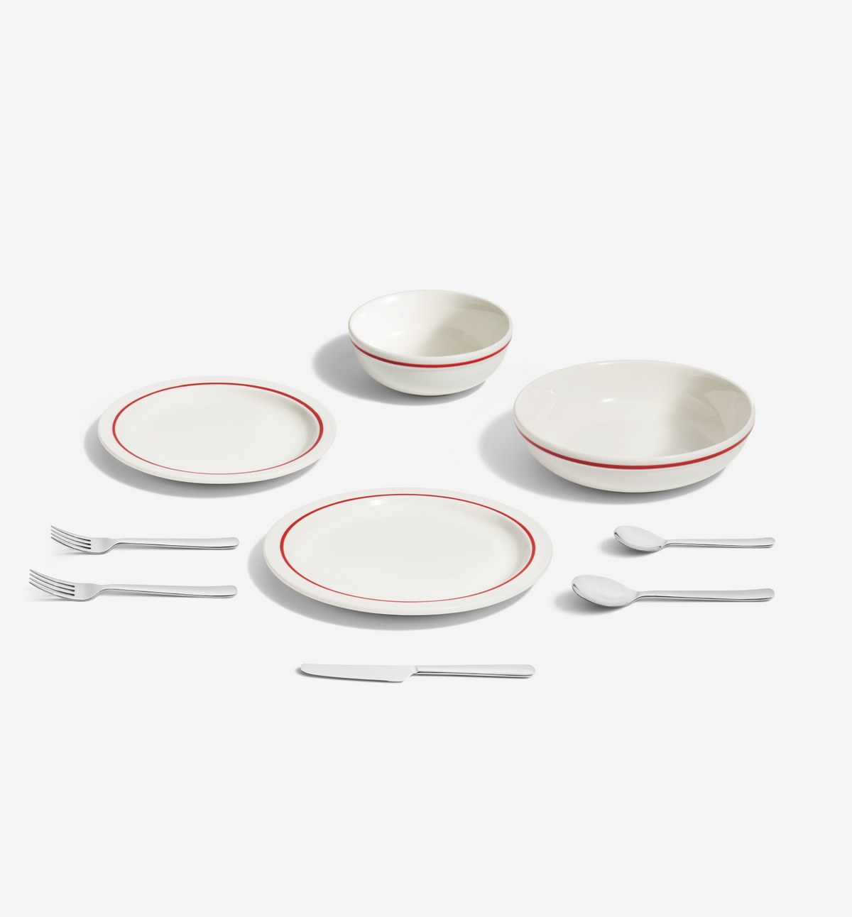 9-Piece Dinnerware + Flatware Set (Serves 1) - Red / Polished