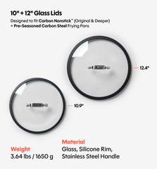 10" + 12" Carbon Nonstick™ Frying Pan + Glass Lids