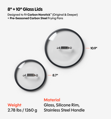 8" + 10" Deeper Carbon Nonstick™ Frying Pan + Glass Lid