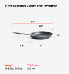 8" Pre-Seasoned Carbon Steel Frying Pan