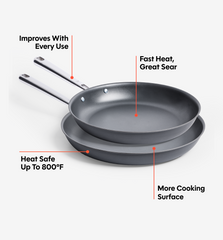 10" + 12" Pre-Seasoned Carbon Steel Frying Pan