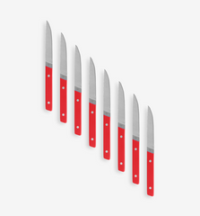 8-Piece Serrated Steak Knives - Red